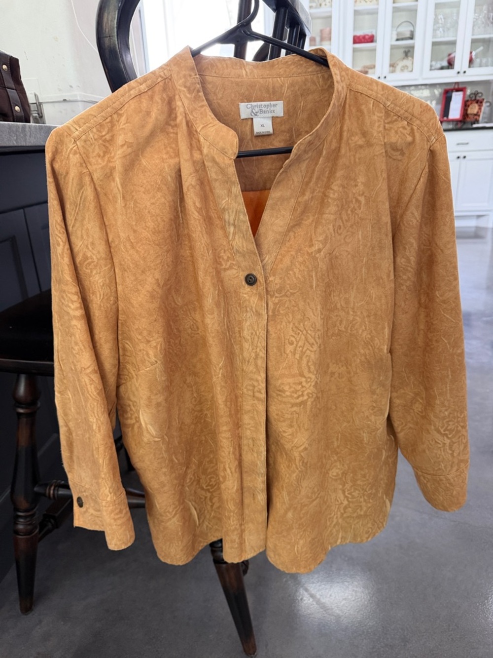 Christopher & Banks Gold Suede-Texture Button Down Top
